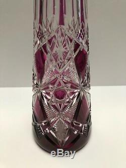 Baccarat'lagny' Amethyst Hand Carved Amethyst Cut To Clear Decanter