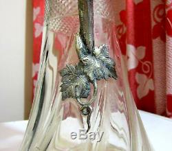 Bacchanalian Mappin Bro's. Crystal CLARET JUG / DECANTER Silver Plated Top