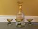 Beautiful 4-pc Vintage Bohemian Amber Cut Crystal Decanter And 3 Glasses