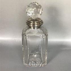 Beautiful Art Deco period cut glass and silver mounted liquor decanter