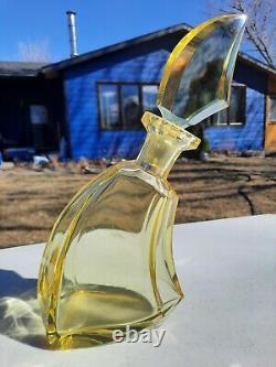 Beautiful Bohemian Citrine Glass Decanter by Rudolf Hlousek Zelezny Brod