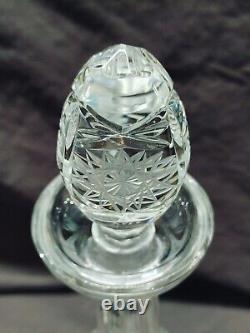 Beautiful Clear Cut Glass Decanter With Stopper 15.5H
