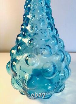 Beautiful Empoli Ice Blue Bubble Genie Bottle Italian Decanter Vintage