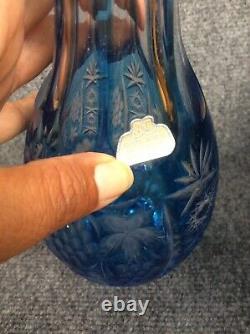 Beautiful Nachtmann Crystal Blue cut to clear Decanter