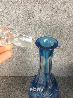 Beautiful Nachtmann Crystal Blue cut to clear Decanter