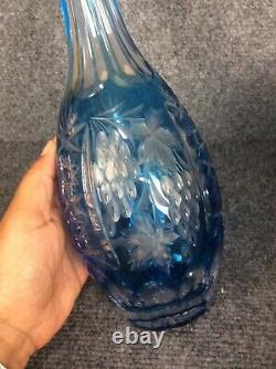 Beautiful Nachtmann Crystal Blue cut to clear Decanter