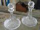 Beautiful Pair Signed Lismore Waterford Ships Decanters Cut Glass Crystal