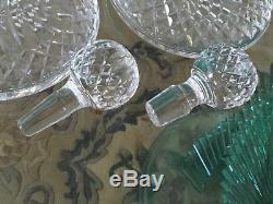 Beautiful PAIR SIGNED LISMORE WATERFORD SHIPS DECANTERS CUT GLASS CRYSTAL