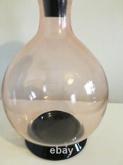 Beautiful Rare Design Vintage MID Century Glass Decanter Pink & Black Carafe Jug