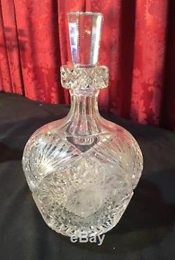 Beautiful Vintage Antique Victorian 8-1/2 Brilliant Cut Glass Decanter Pitcher