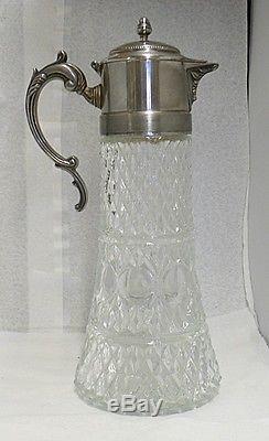Beautiful Vintage Cut Glass Decanter With Silver Top