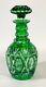 Beautiful Vintage Emerald Green Cut To Clear Cut Crystal Glass Decanter 10