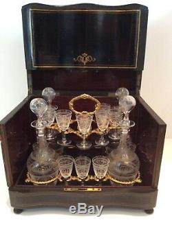 Beautiful late 19thC. French Boulework Ebonised Liqueur decanter set