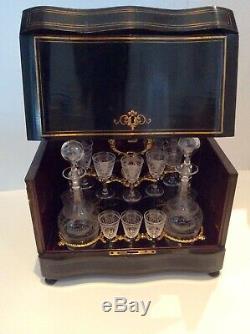 Beautiful late 19thC. French Boulework Ebonised Liqueur decanter set