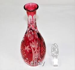 Beyer Echt Bleikristal Art Glass Ruby Red Cut To Clear Decanter And Stopper