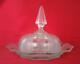 Big Art Deco Czech Bohemian Cut To Clear Etched Thistle Pattern Butter Dish Dome