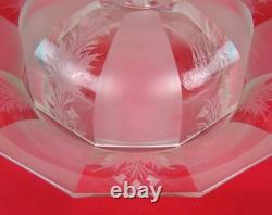 Big Art Deco Czech Bohemian Cut To Clear Etched Thistle Pattern Butter Dish Dome