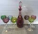 Bleikristall Crystal Bohemian Cut To Clear Wine Glasses (7) & Decanter R Kunze