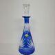 Blue Lead Crystal Cut To Clear Glass Decanter With Stopper Us Zone Germany