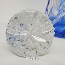 Blue Lead Crystal Cut To Clear Glass Decanter With Stopper US Zone Germany