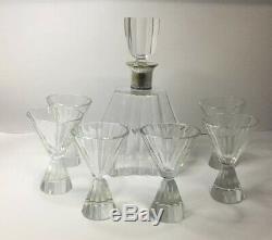Bohemia Art Deco Cut Glass Decanter and 6 Glasses. Original, Fantastic Style