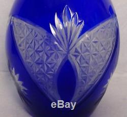 Bohemia COBALT BLUE Cut to Clear BUTTERFLY Decanter & 4 Wine Goblet SET