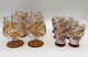 Bohemian Amber Cut To Clear Liquor 6 Tulip Brandy & 6 Shot Cordial Glasses