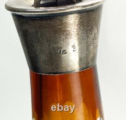 Bohemian Amber to Clear Cut Glass and. 915 Silver Mounted Decanter
