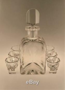 Bohemian Art Deco Decanter Set Czech Crystal Clear Cut Glass Liqueur Carafe
