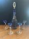 Bohemian Blue Cut To Clear Decanter With4 Cordials German