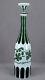 Bohemian Cased White Opaline Cut To Green Grapevine Decanter Circa 1860-1880s A