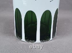 Bohemian Cased White Opaline Cut to Green Grapevine Decanter Circa 1860-1880s A