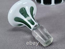 Bohemian Cased White Opaline Cut to Green Grapevine Decanter Circa 1860-1880s A