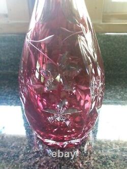 Bohemian Crystal Red Cut To Clear Decanter Marsala Ajka