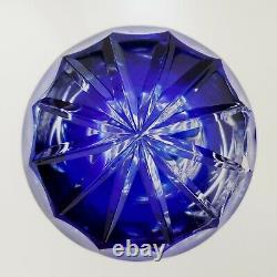 Bohemian Cut To Clear Crystal Decanter 13.75 Tall Cobalt Blue Grapes Nachtmann