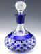 Bohemian Czech Cobalt Blue Crystal Cut To Clear Ships Decanter With Stopper Mint