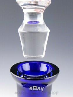 Bohemian Czech COBALT BLUE CRYSTAL CUT TO CLEAR SHIPS DECANTER with STOPPER Mint