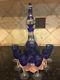 Bohemian Czech Cobalt Blue Crystal Cut To Clear Decanter And Cordial Set