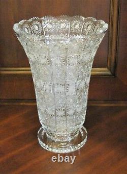 Bohemian Czech Crystal 14 Tall Vase Hand Cut Queen Lace 24% Lead Glass