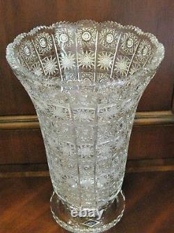 Bohemian Czech Crystal 14 Tall Vase Hand Cut Queen Lace 24% Lead Glass