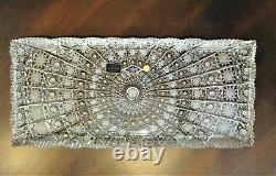 Bohemian Czech Crystal 16 Rectangular Platter Hand Cut Queen Lace 24% Lead