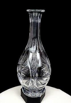 Bohemian Czech Cut Crystal Feathered Buzzsaw Footed 11 5/8 Decanter