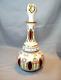 Bohemian Czech Milk Glass Cut To Ruby Decanter Huge Size 14.75 In. Antique