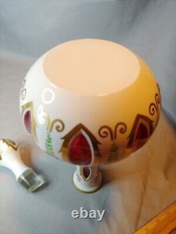 Bohemian Czech Milk Glass Cut to Ruby Decanter Huge Size 14.75 in. Antique