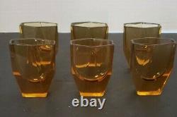 Bohemian Czech Moser Amber Decanter and Glasses