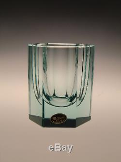 Bohemian Czech Turquoise Beryl Cut Glass Liqueur Set Decanter Carafe by Moser
