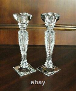 Bohemian Czech Vintage Crystal 10 Tall Candle Stick Pair Hand Cut 24% Lead