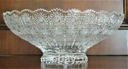 Bohemian Czech Vintage Crystal 13 Round Bowl Hand Cut Queen Lace 24% Lead Glass