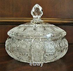 Bohemian Czech Vintage Crystal 7.5 Wide Candy Box Hand Cut Queen Lace 24% Lead