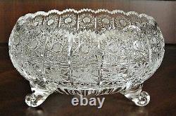 Bohemian Czech Vintage Crystal 9 Footed Bowl Hand Cut Queen Lace 24% Lead Glass